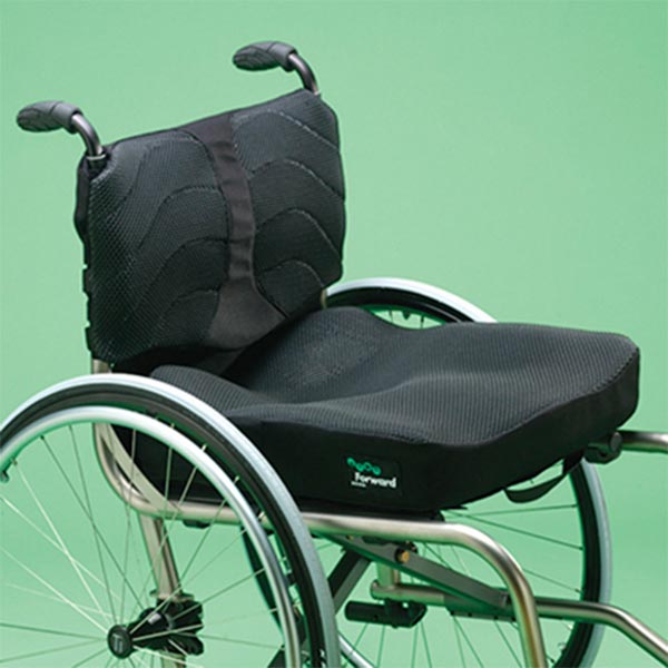 Ride Designs Forward Wheelchair Cushion installed on a rigid wheelchair
