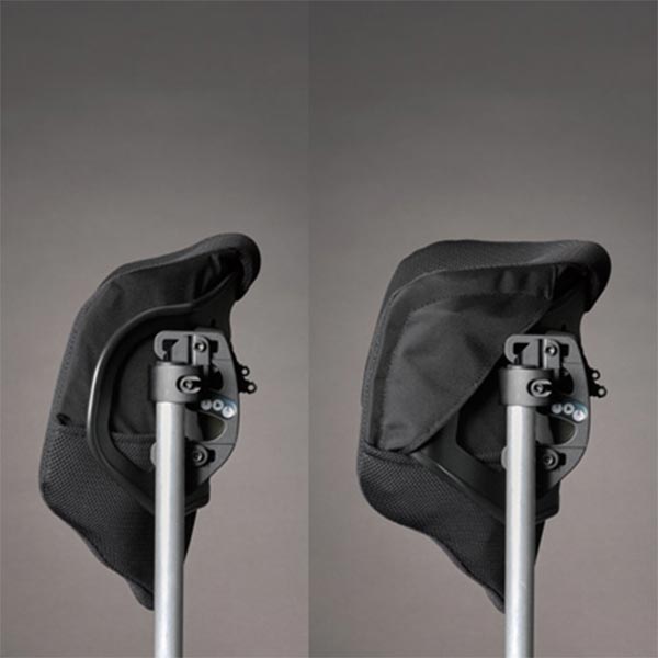 Java Back Wheelchair Back Support by Ride Designs showing a deep flex of the depth of the supportive cushion back