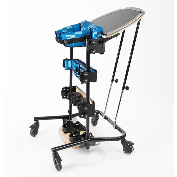 Leckey Freestander Pediatric Standing Frame side view with desk attachment